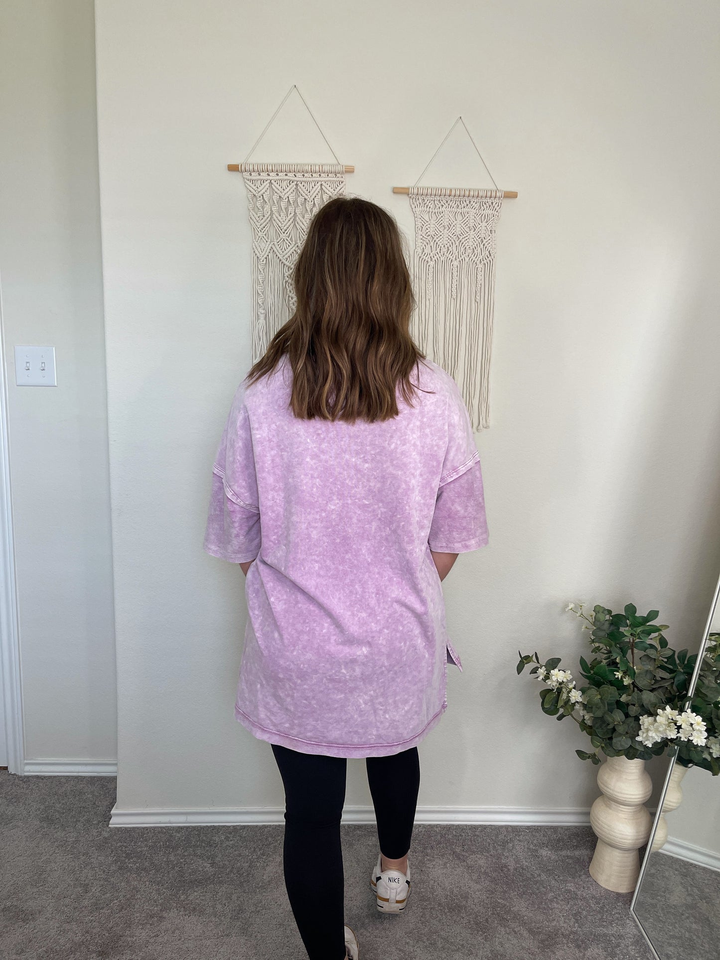 At Ease Acid Wash Oversized Tee - Lilac