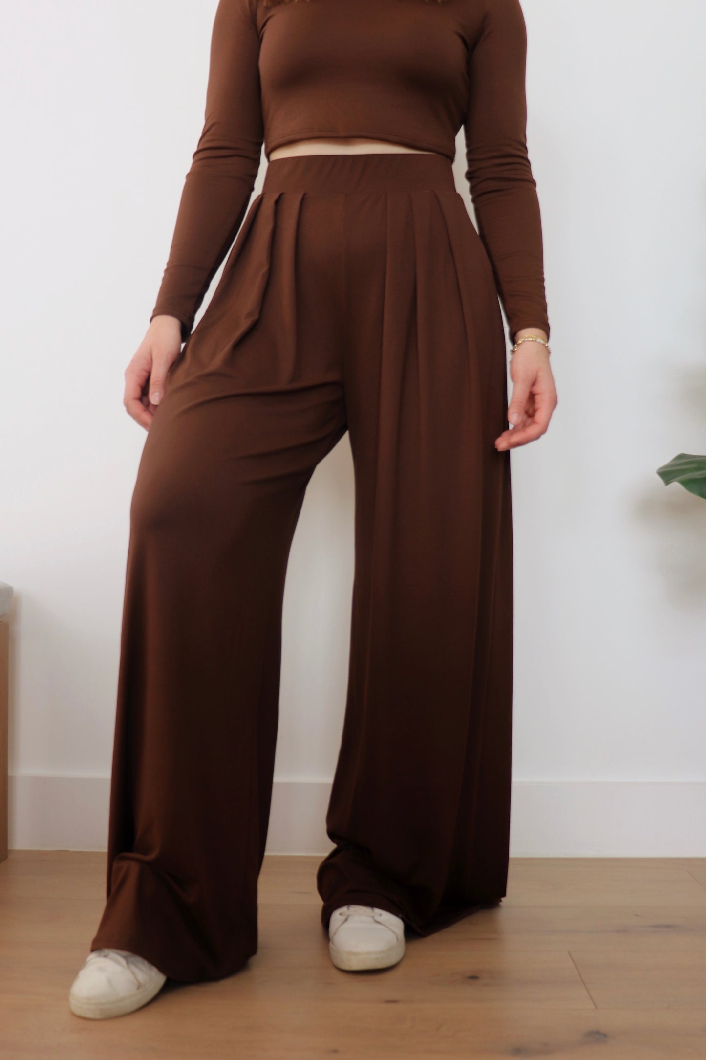 Espresso Charm High Rise Wide Leg Pants