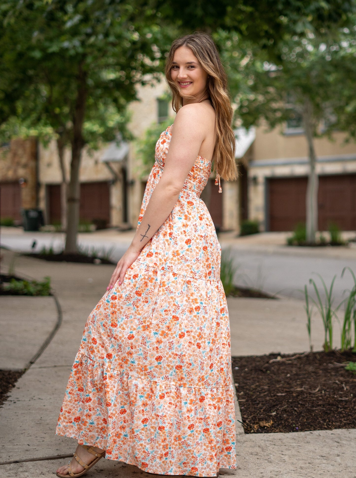 Floral Perfection Halter Neck Tiered Maxi Dress