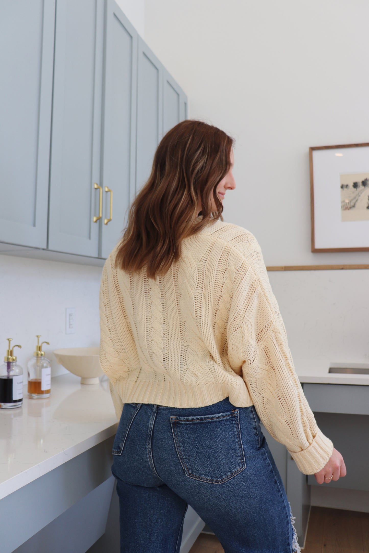 Sweet Cream Cropped Cable Knit Sweater