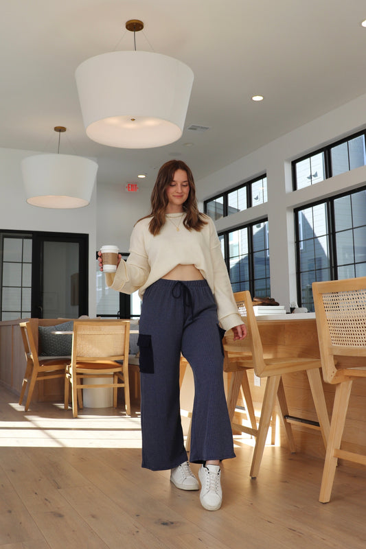 Peaceful Mornings High Rise Ribbed Pants