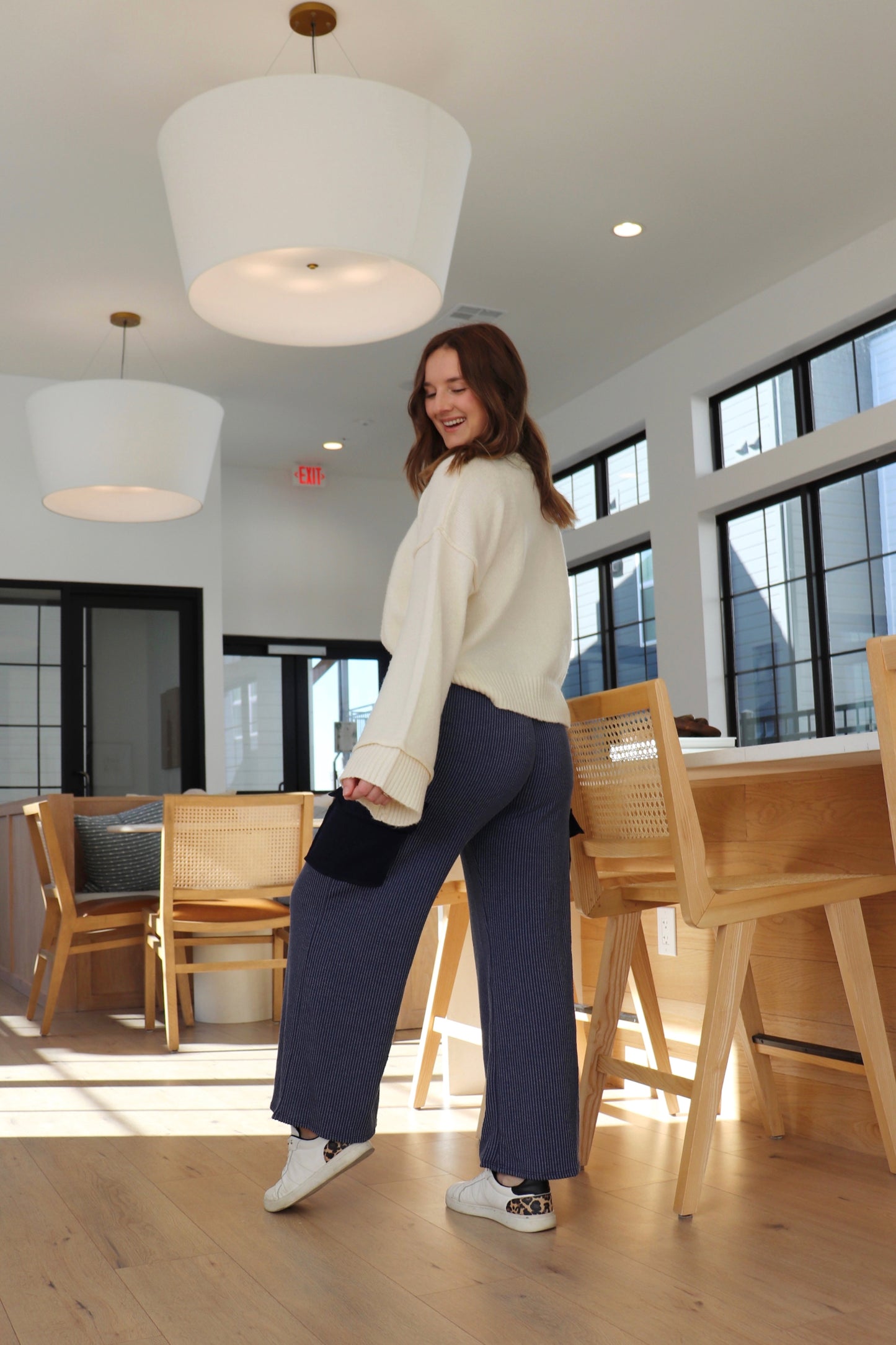 Peaceful Mornings High Rise Ribbed Pants